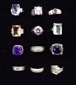 (10) STERLING GEMSTONE FASHION RINGS