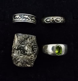 (4) STERLING MEN'S RINGS