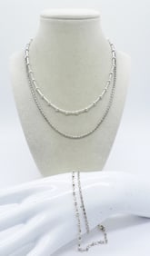 2 STERLING NECKLACES, 2 STER BRACELETS