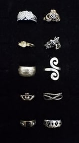 (10) STERLING LADIES FASHION RINGS