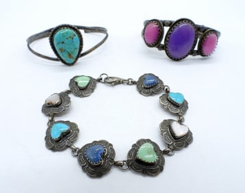 (3) 925 GEMSTONE BRACELETS - VINTAGE