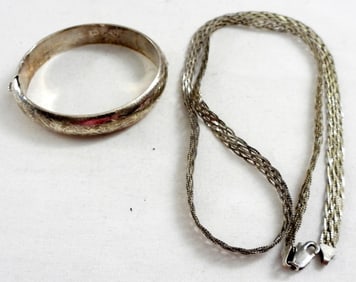 26" LONG WOVEN 925 NECKLACE & ETCHED