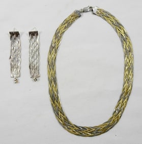 BEAUTIFUL WOVEN 925 EARRINGS & NECKLACE