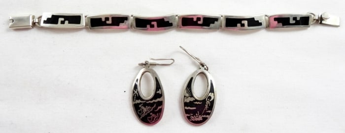 MEXICO STERLING BRACELET AND EARRINGS