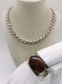 STERLING CUFF BRACELET & NECKLACE
