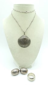 VTG STERLING SHELL NECKLACE & MORE