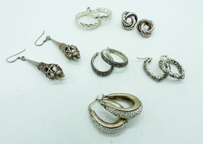(6) PAIR OF STERLING PIERCED EARRINGS