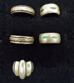 (5) VTG STERLING BANDS RINGS