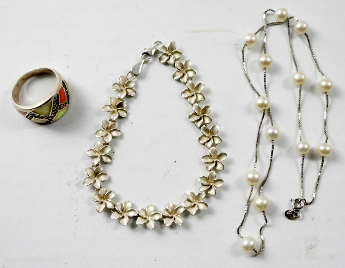 STERLING  FLOATING PEARL NECKLACE & MORE (1 of 3)