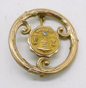 VTG OHIO BELL 25 YR PIN 10K YG