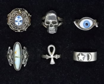 (6) FUN WHIMSICAL 925 RINGS