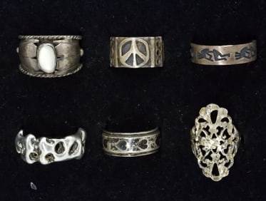 (6) STERLING BANDS / RINGS
