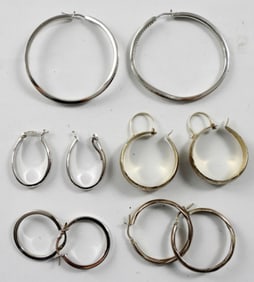 (5) STERLING HOOP FASHION EARRINGS