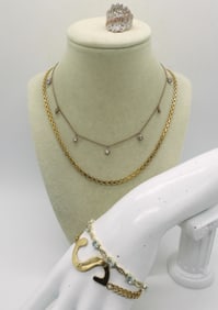 GOLD TONE 925 NECKLACES BRACELETS & RING