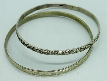 TWO THIN STERLING BANGLES