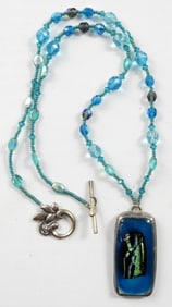 GLASS ART PENDANT w/STERLING - COOL