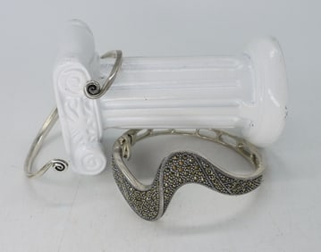 (2) BEAUTIFUL STERLING BANGLE BRACELETS