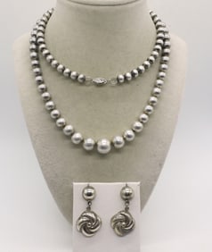 VTG STERLING MEXICO EARRINGS NECKLACE