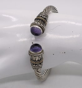 NOVICA 925 18KG AMETHYST CUFF BRACELET