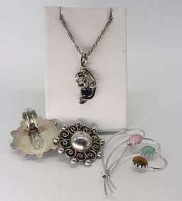 GORGEOUS STERLING NECKLACE PIN EARRING