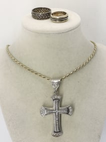 STERLING CROSS PENDANT & RINGS