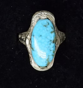14KG WHITE GOLD TURQUOISE RING