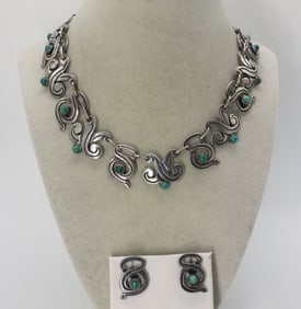 STERLING TAXCO TURQUOISE SET