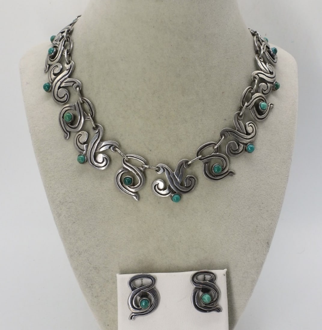 STERLING TAXCO TURQUOISE SET (1 of 2)