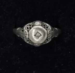 ANTIQUE DIAMOND BRIDAL RING 925