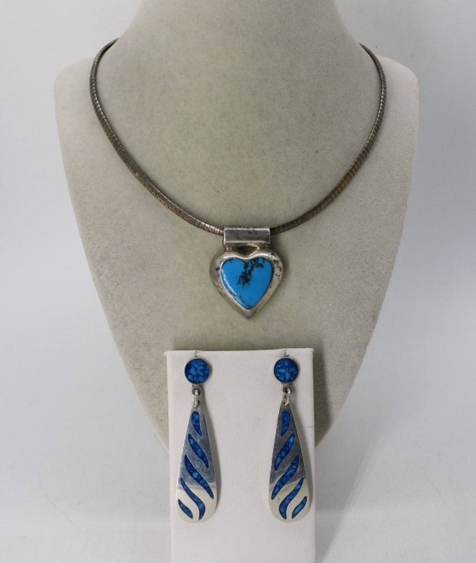 VTG STERLING MEXICO TURQUOISE SET (1 of 1)