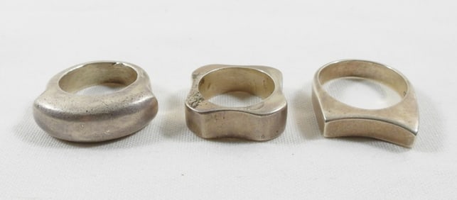(3) STERLING SILVER GEOMETRIC RINGS