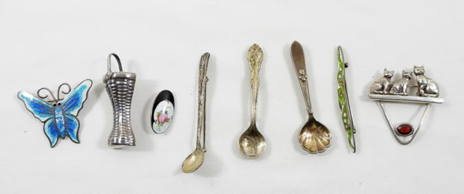 WHIMSY LOT OF VINTAGE STERLING PINS