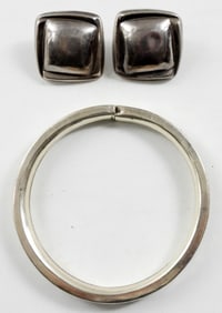 HOLLOW STERLING BRACELET & EARRINGS