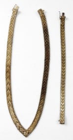 925 HERRINGBONE NECKLACE AND BRACELET