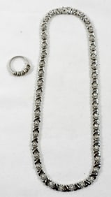 BEAUTIFUL RHINESTONE NECKLACE & RING 925