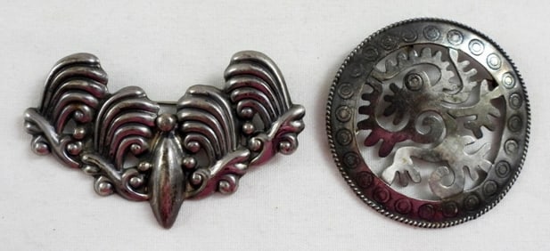 (2) MEXICO STERLING BROOCHES