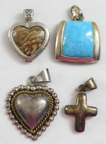 (4) STERLING PENDANTS