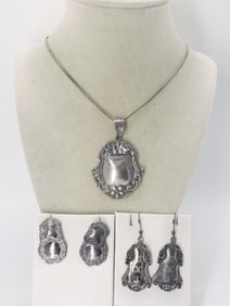 VINTAGE STERLING NECKLACE EARRINGS SET