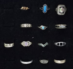 (13) STERLING FASHION RING LOT