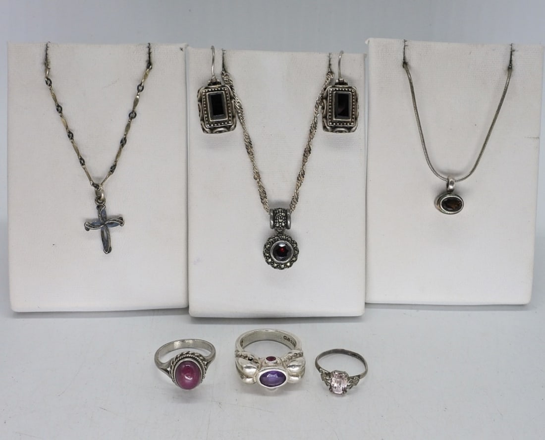 STERLING GEMSTONE NECKLACE & RINGS (1 of 3)