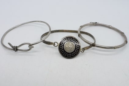 (3) BANGLE STYLE STERLING BRACELETS