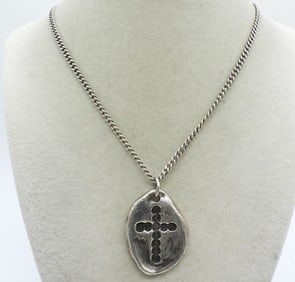 HEAVY STERLING CROSS NECKLACE