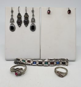 GEMSTONE BRACELET, EARRINGS & RINGS 925