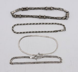 (4) STERLING CHAIN BRACELETS