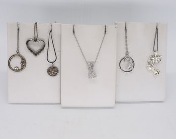 DIAMOND PENDANT 925 & 5 MORE NECKLACES