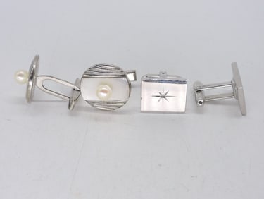 CUFF LINKS, MOTHER OF PEARL, STERLING