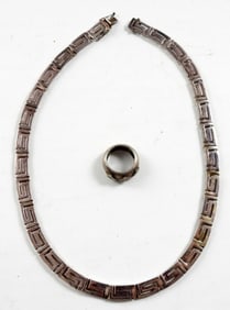 ITALY 925 NECKLACE 17" & STERLING RING