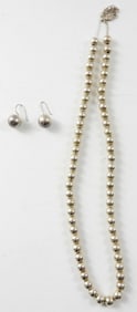 STERLING BALL NECKLACE AND EARRING SET
