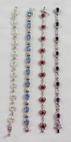 (4) 925 COLOR STONE BRACELETS
