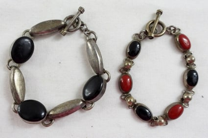 MEXICO BLACK, RED, & SIVLER 925 BRACELETS (2)